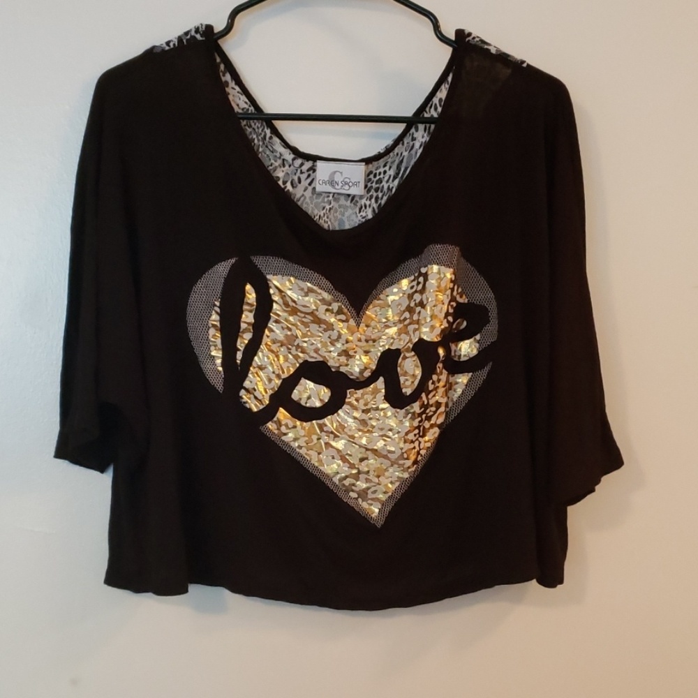 Black crop top off the shoulder